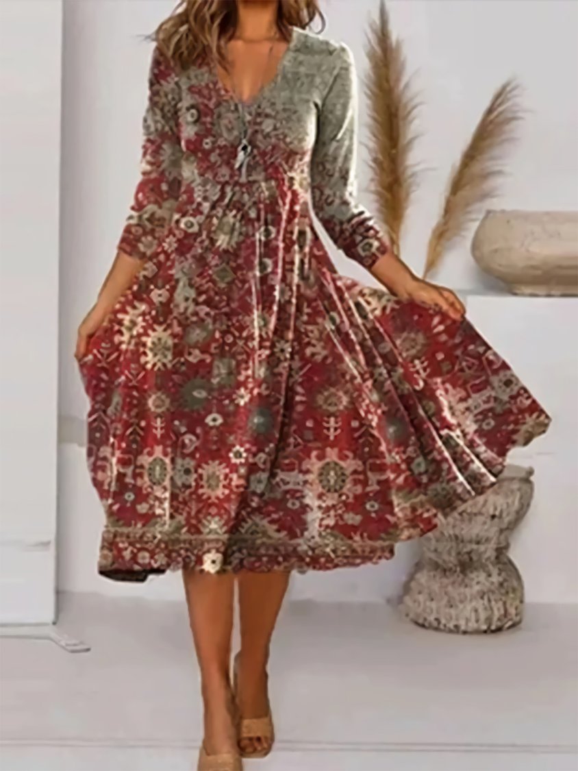 CD | Rochie midi vintage din amestec de bumbac QAH56