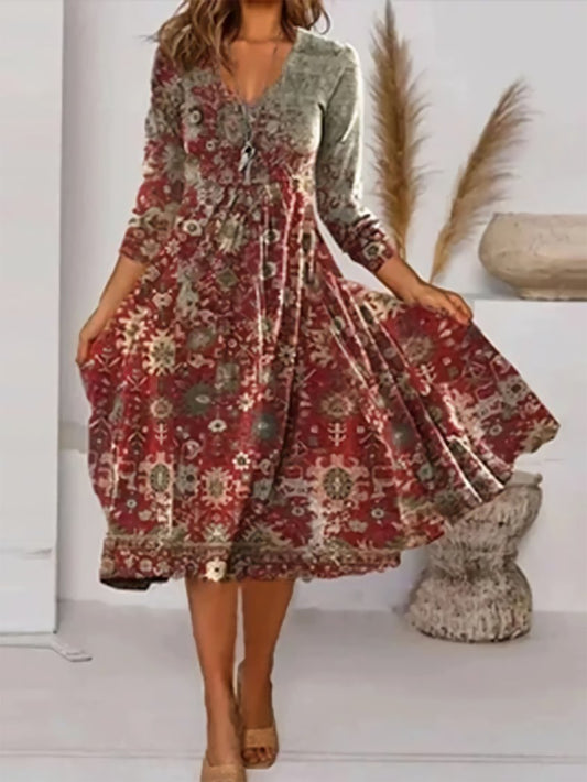 CD | Rochie midi vintage din amestec de bumbac QAH56