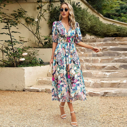CD | Rochie midi cu imprimare de frunze