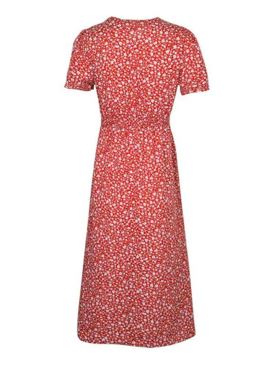 CD | Rochie midi cu model floral și aspect înfășurat