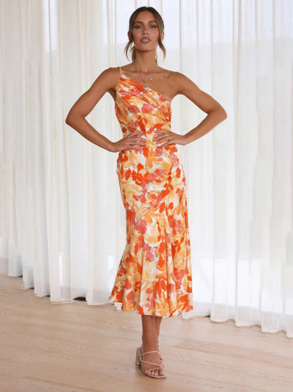 CD | Rochie midi asimetrică cu model floral