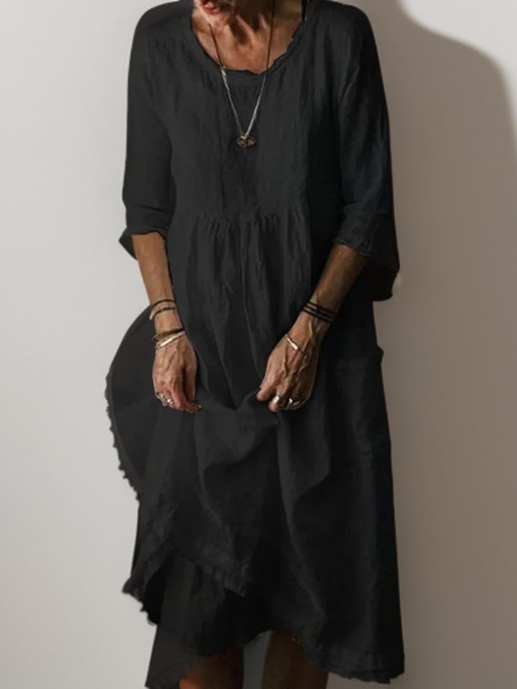 CD | Summer Rochie midi plisată din bumbac și in
