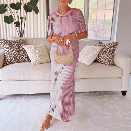 CD | Ladies Rochie maxi - Suprapusă cu plasă - Ținută dreaptă - Mâneci scurte Design elegant
