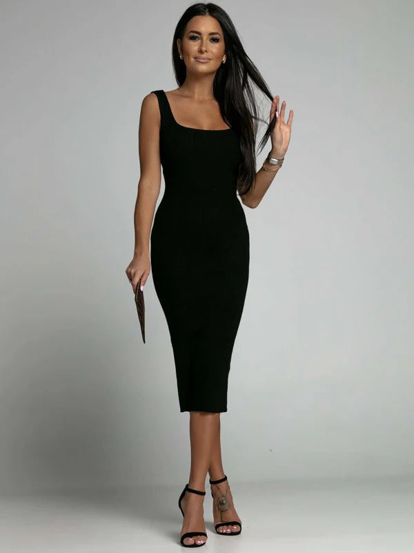 CD | Rochie maxi pentru femei - tricot dantelat - bodycon fit - fără mâneci, decolteu rotund