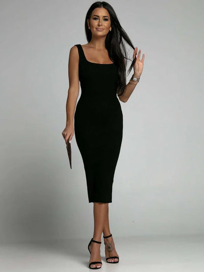 CD | Rochie maxi pentru femei - tricot dantelat - bodycon fit - fără mâneci, decolteu rotund