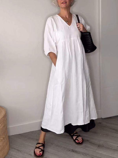 CD | Rochie maxi cu decolteu în V și eleganță relaxată