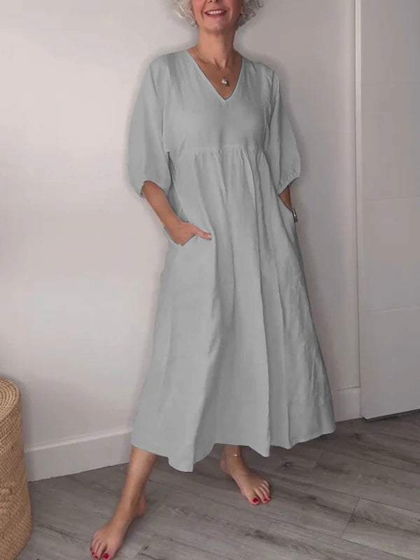 CD | Rochie maxi cu decolteu în V și eleganță relaxată