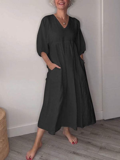 CD | Rochie maxi cu decolteu în V și eleganță relaxată