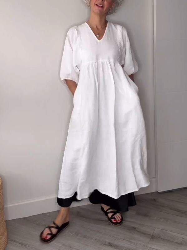 CD | Rochie maxi cu decolteu în V și eleganță relaxată