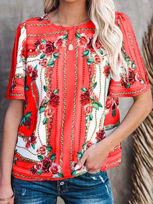 CD | Gât rotund cu mânecă scurtă tricou imprimare top