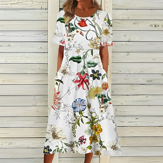 CD | - Rochie albă elegantă cu model floral