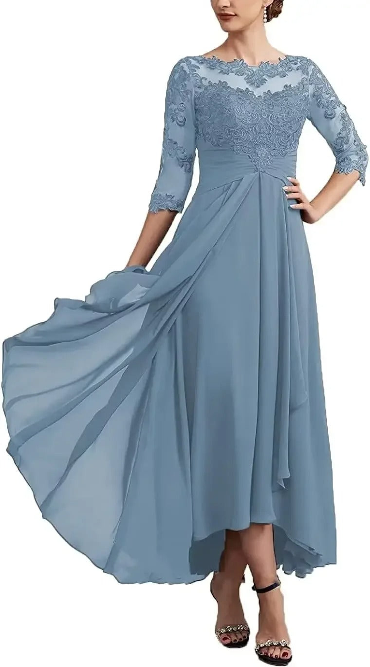 CD | Rochie maxi din sifon cu mâneci transparente în lungime midi