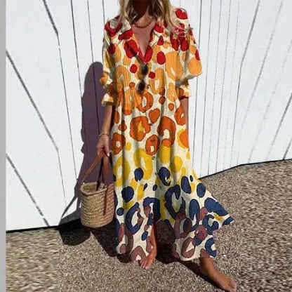 CD | Rochie maxi cu mânecă 3/4 și decolteu în V