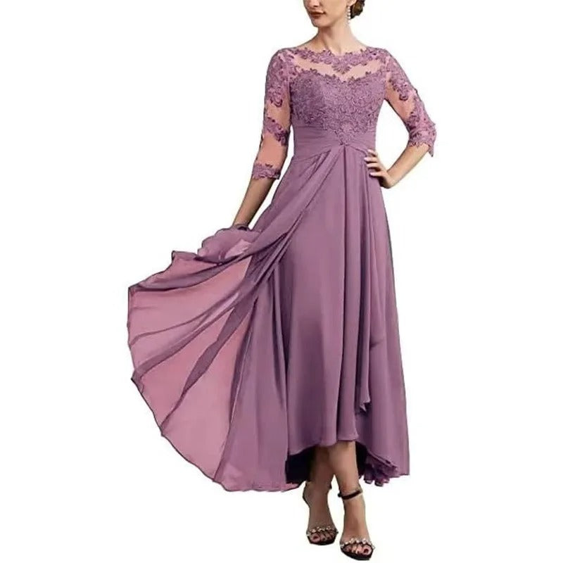CD | Rochie maxi din sifon cu mâneci transparente în lungime midi