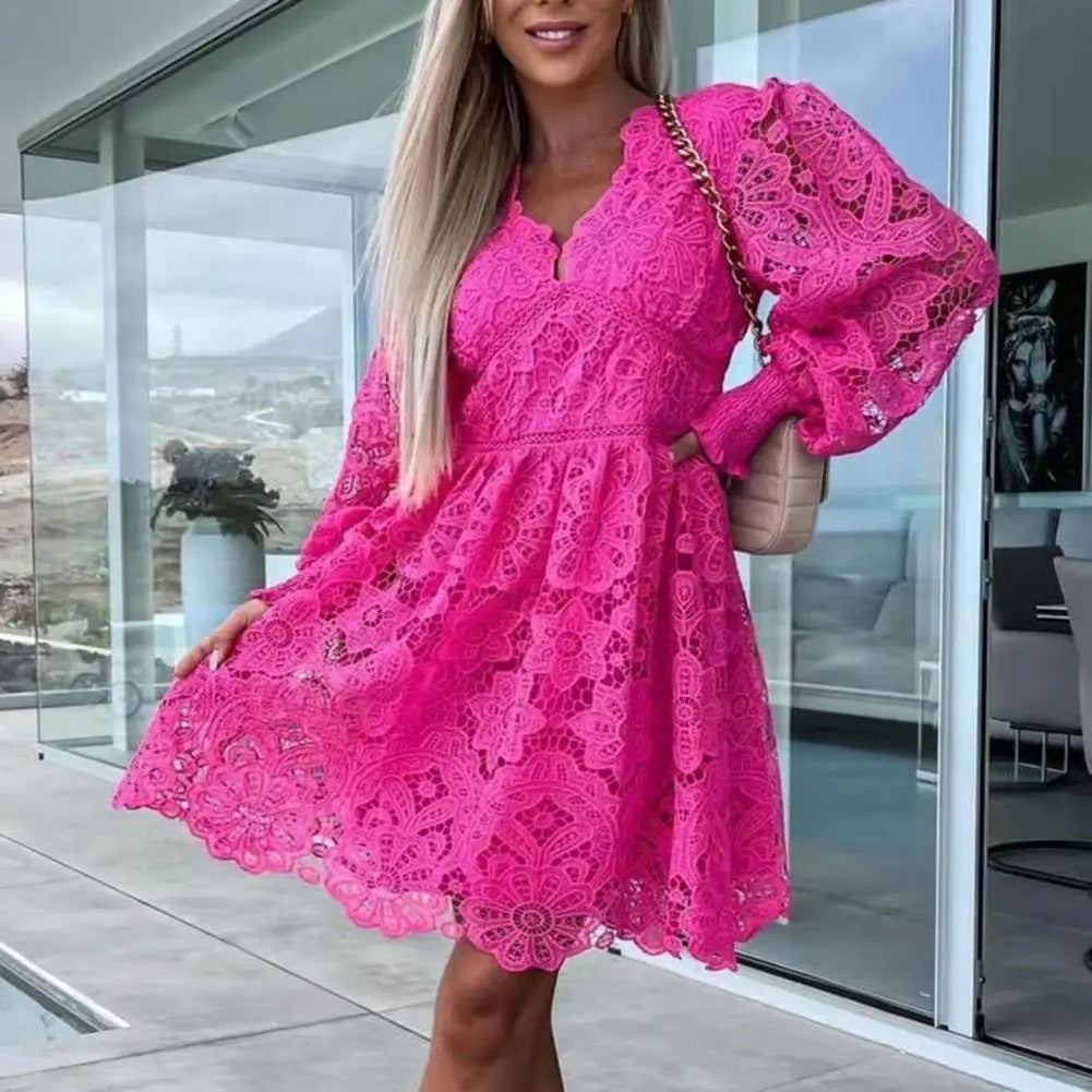 CD | Rochie midi elegantă din dantelă în linie A