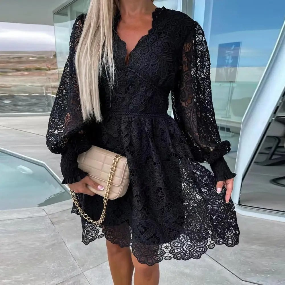 CD | Rochie midi elegantă din dantelă în linie A