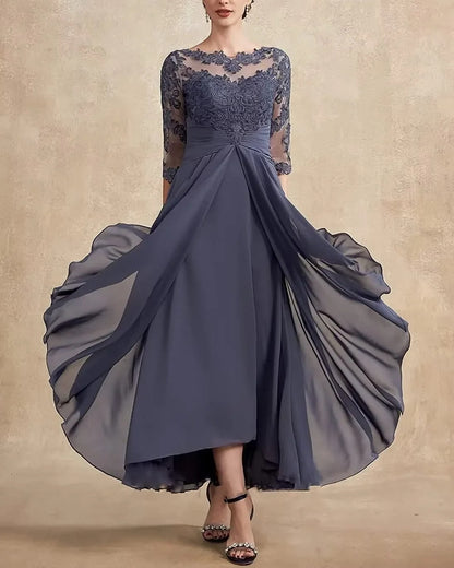CD | Rochie maxi din sifon cu mâneci transparente în lungime midi