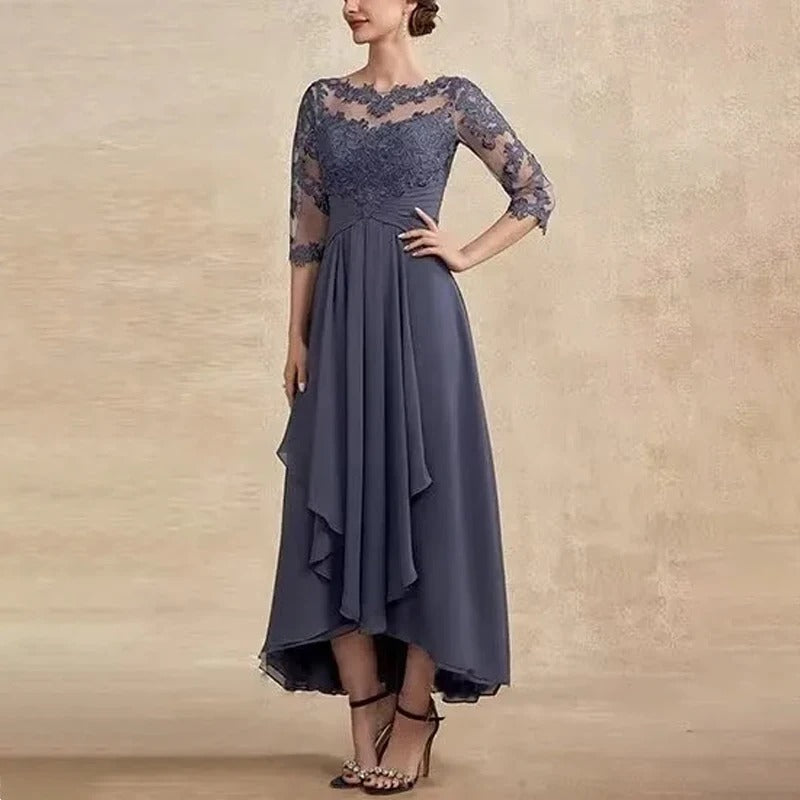 CD | Rochie maxi din sifon cu mâneci transparente în lungime midi