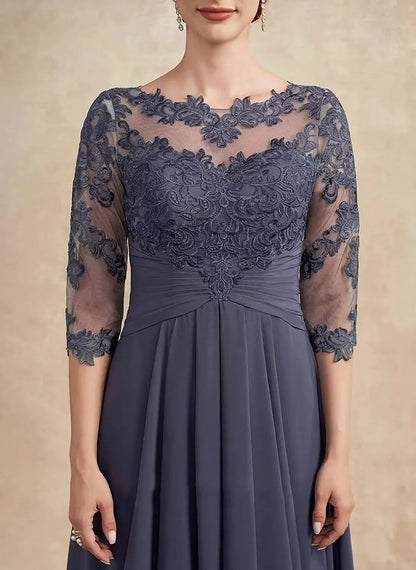 CD | Rochie maxi din sifon cu mâneci transparente în lungime midi