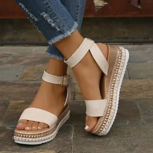 CD | Sandale wedge cu pietre