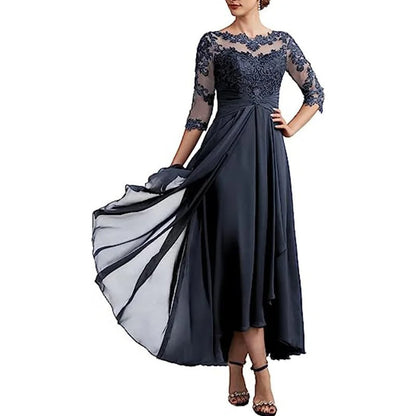 CD | Rochie maxi din sifon cu mâneci transparente în lungime midi