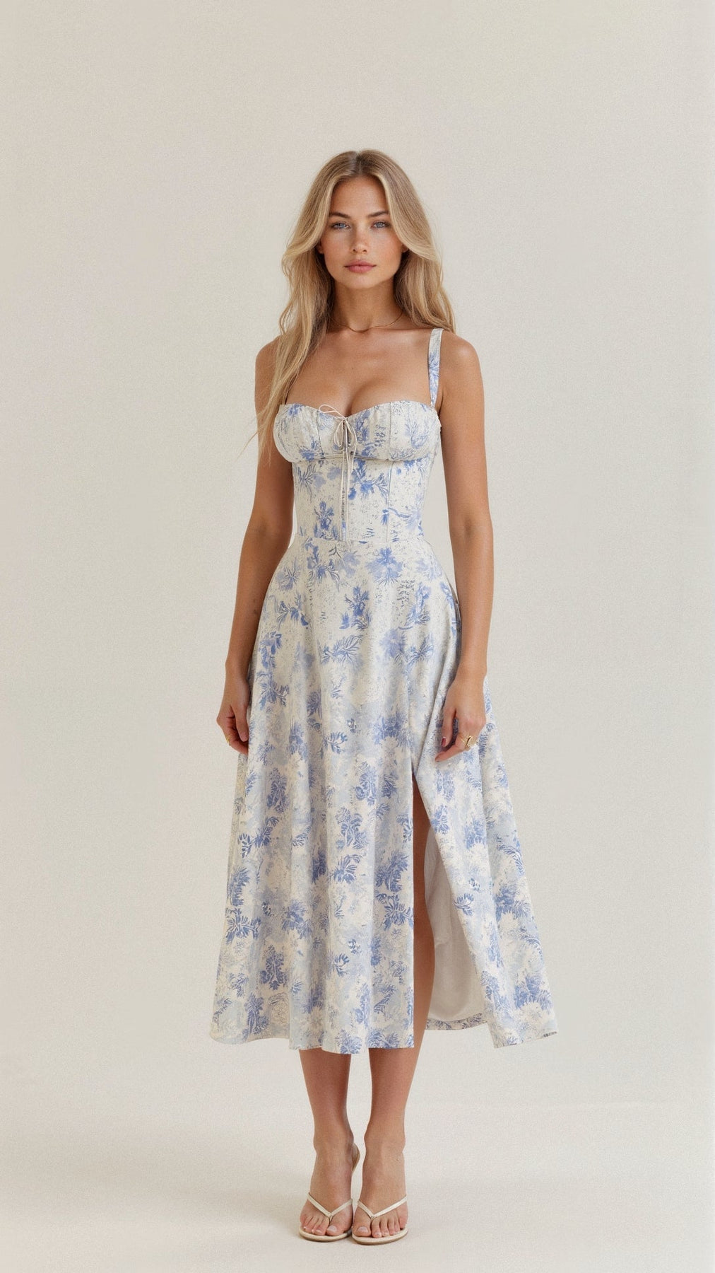CD | Rochie de vară midi cu bretele și crăpătură pentru eleganță modernă