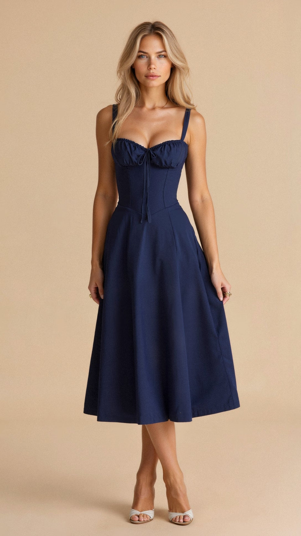 CD | Rochie de vară midi cu bretele și crăpătură pentru eleganță modernă
