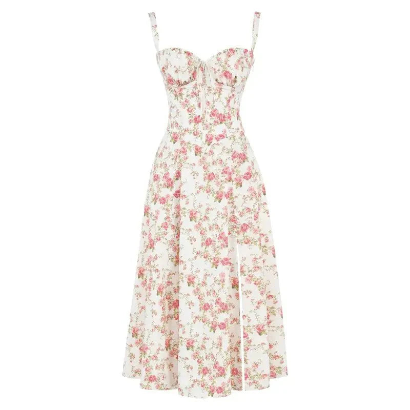 CD | Rochie de vară midi cu bretele și crăpătură pentru eleganță modernă