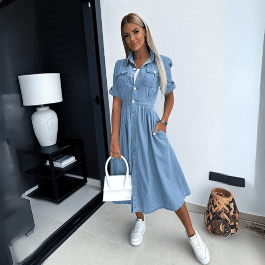 CD | Rochie midi de vară | Rochie midi cu mâneci, denim