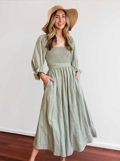 CD | Rochie maxi cu mânecă bufantă reversibilă elegantă