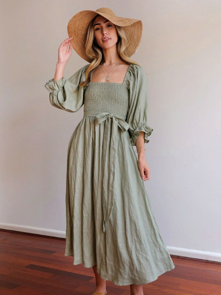 CD | Rochie maxi cu mânecă bufantă reversibilă elegantă