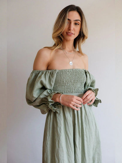 CD | Rochie maxi cu mânecă bufantă reversibilă elegantă