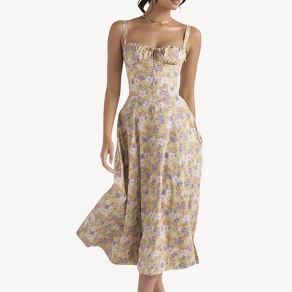 CD | Rochie midi cu flori fără mâneci pentru femei