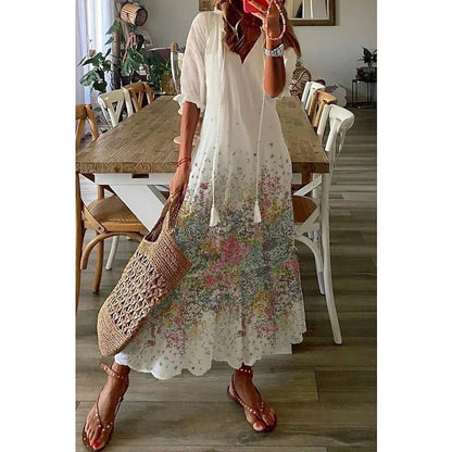 CD | Rochie maxi elegantă din bumbac și lenjerie 1 + 1 GRATUIT
