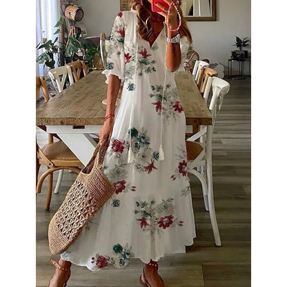 CD | Rochie maxi elegantă din bumbac și lenjerie 1 + 1 GRATUIT