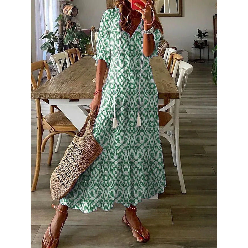 CD | Rochie maxi elegantă din bumbac și lenjerie 1 + 1 GRATUIT