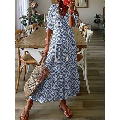 CD | Rochie maxi elegantă din bumbac și lenjerie 1 + 1 GRATUIT