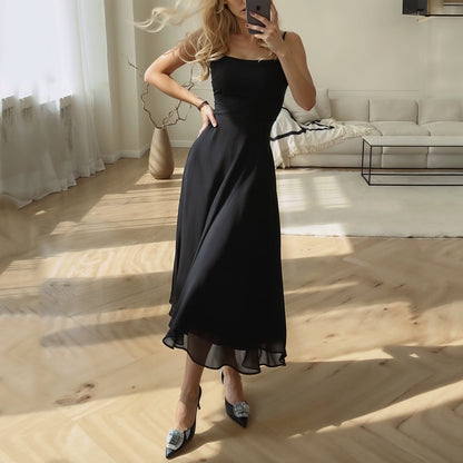 CD | Rochie midi pentru femei - Top slim fit - Decolteu pătrat - tiv evazat