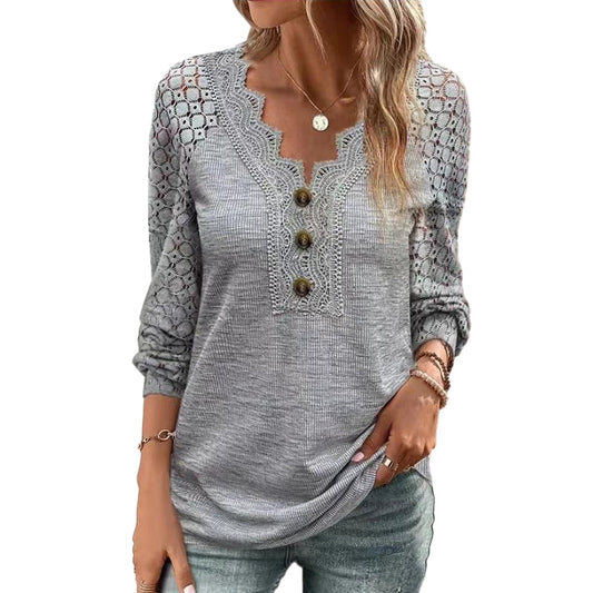 CD | Dantelă lung tricou cu maneca panou