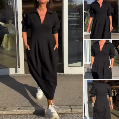 CD | Rochie midi elegantă cu rever și decolteu în V