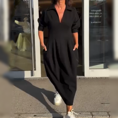 CD | Rochie midi elegantă cu rever și decolteu în V