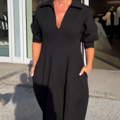 CD | Rochie midi elegantă cu rever și decolteu în V