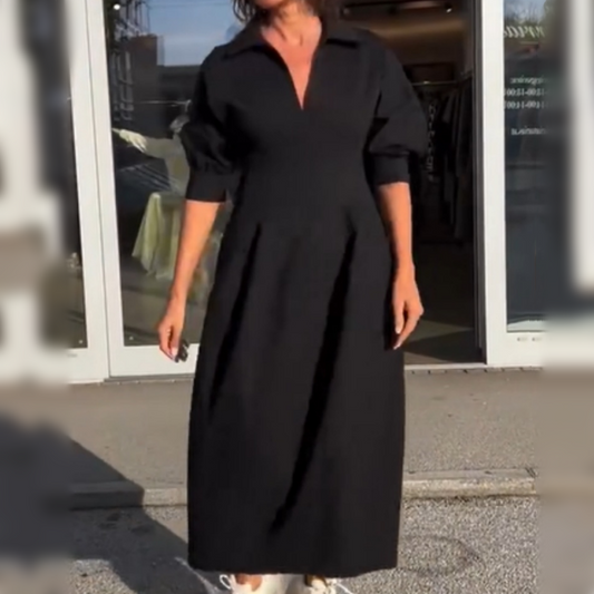 CD | Rochie midi elegantă cu rever și decolteu în V