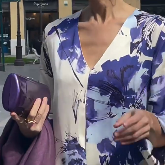 CD | Rochie lungă elegantă cu imprimeu și decolteu V pentru femei