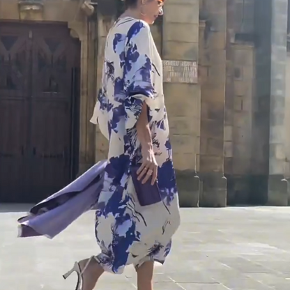 CD | Rochie lungă elegantă cu imprimeu și decolteu V pentru femei