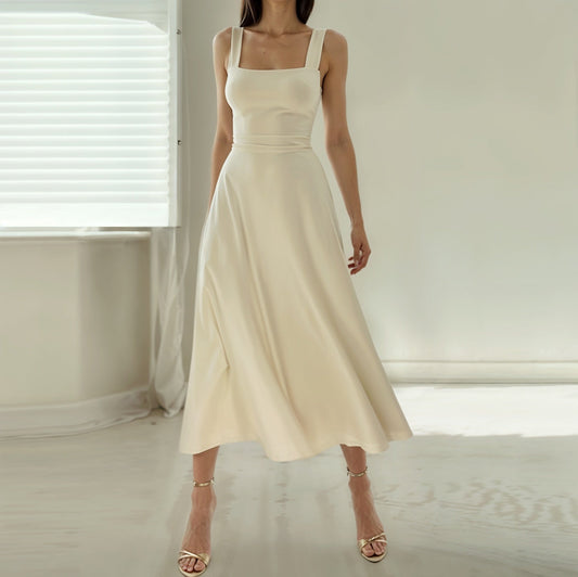 CD | Rochie midi pentru femei - Top slim fit - Decolteu pătrat - tiv evazat