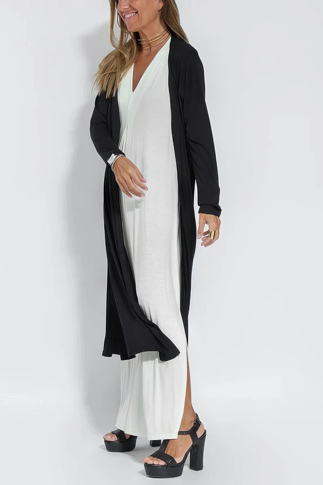 CD | Rochie lungă elegantă cu cardigan gratuit
