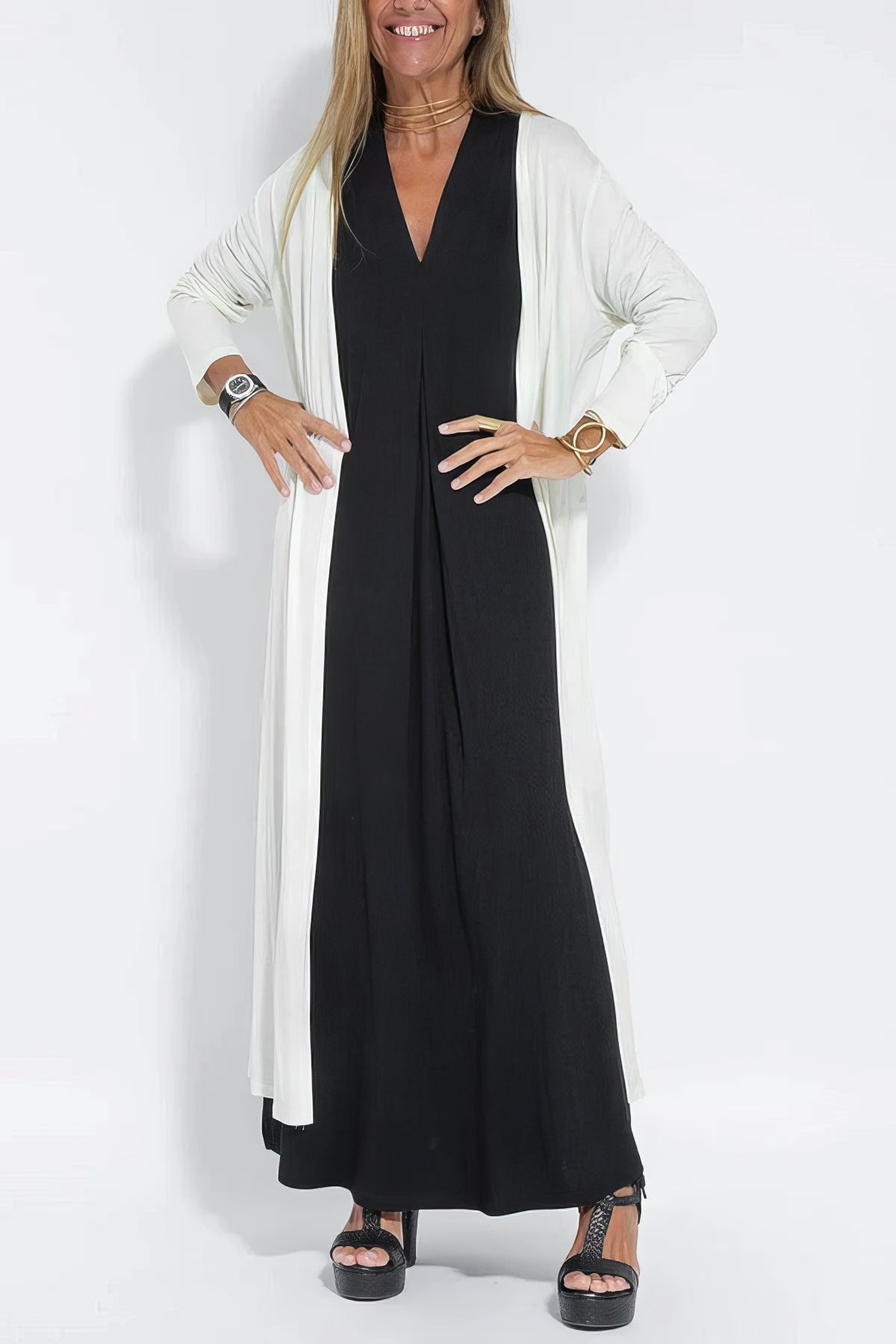 CD | Rochie lungă elegantă cu cardigan gratuit