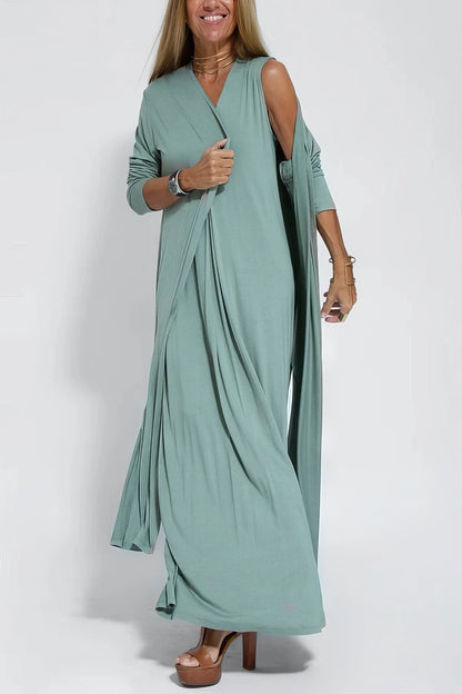 CD | Rochie lungă elegantă cu cardigan gratuit