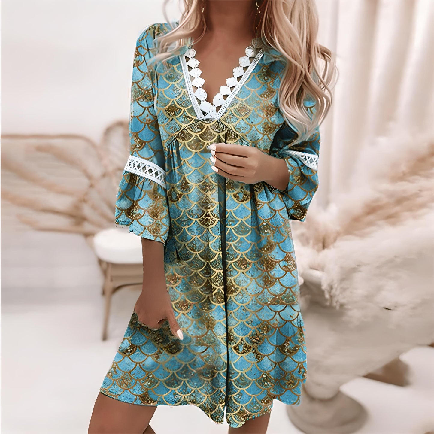 CD | Rochie midi elegantă pentru femei - fără mâneci, fluidă, uzură formală